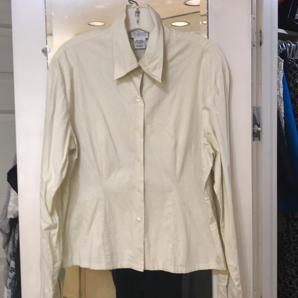 Shirt bottom down shirt stripe light yellow